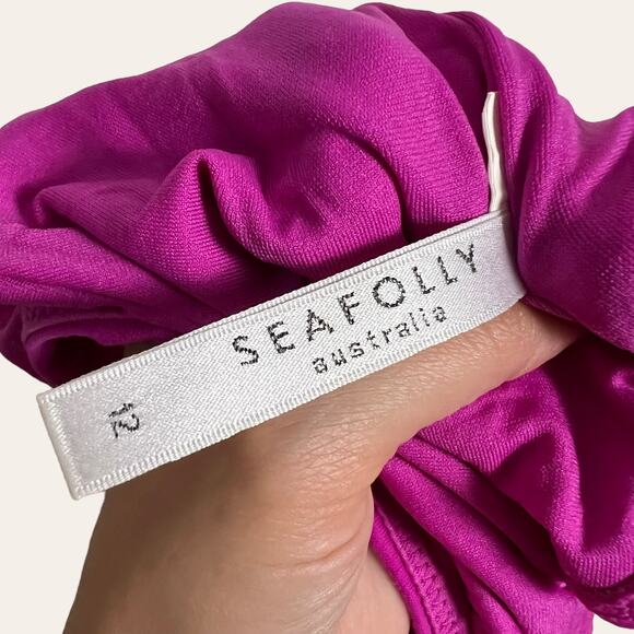 Seafolly Magenta Deep V One Piece Malliot Swimsuit Size 12 - Picture 8 of 10